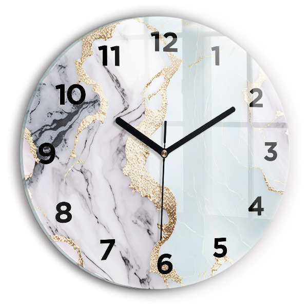 Round glass wall clock Pastel marble