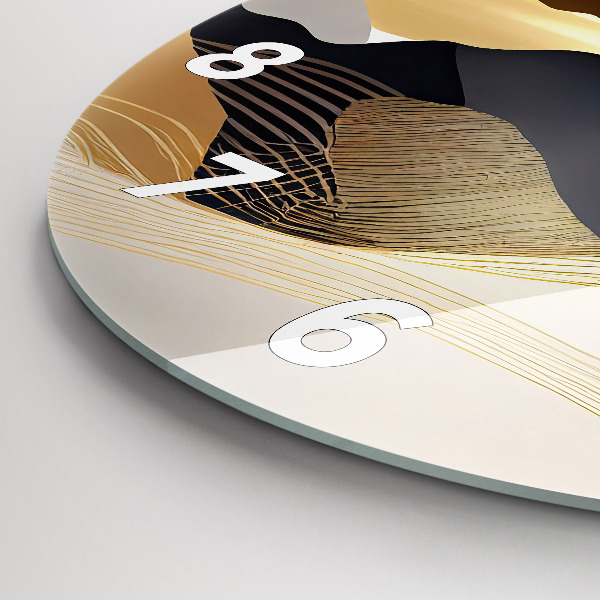 Round glass wall clock Abstract golden mountains