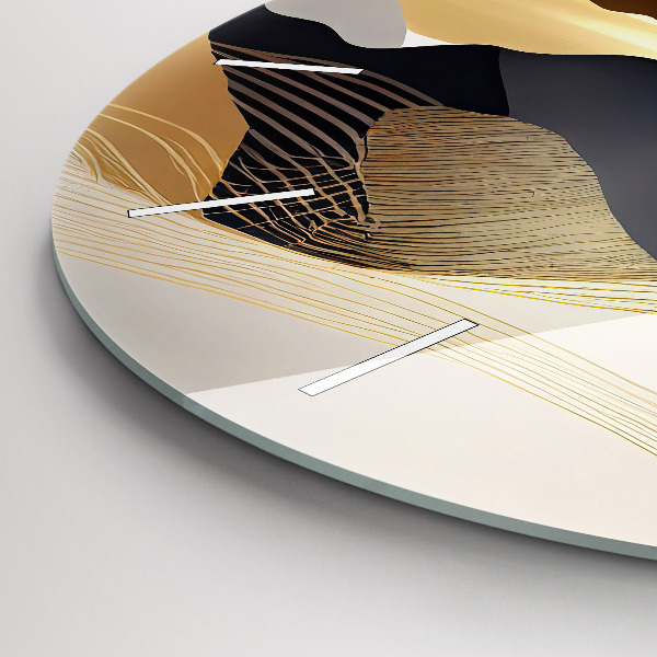 Round glass wall clock Abstract golden mountains
