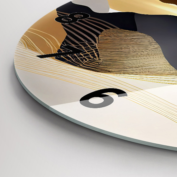 Round glass wall clock Abstract golden mountains