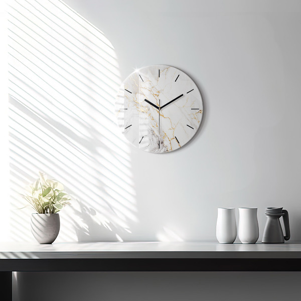Round glass wall clock Decorative marble