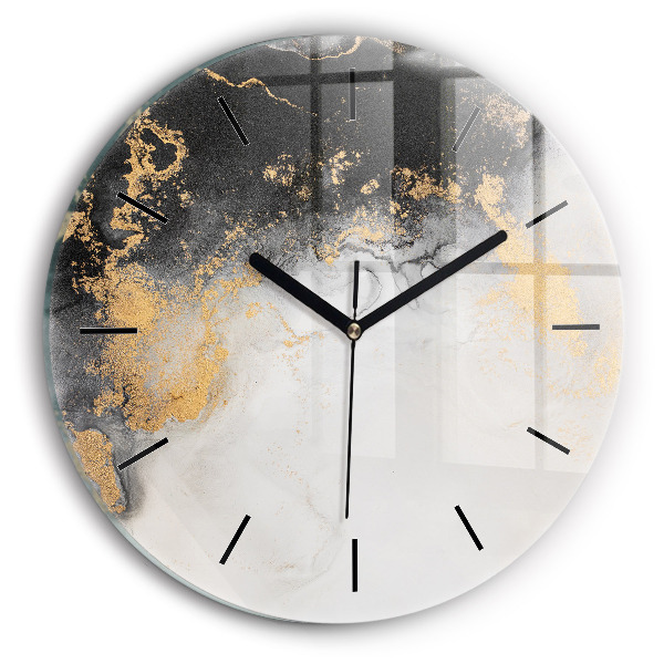 Round glass wall clock Artistic marble