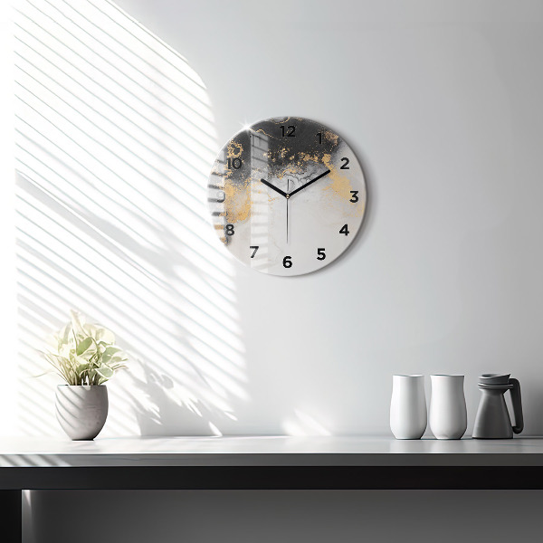 Round glass wall clock Artistic marble