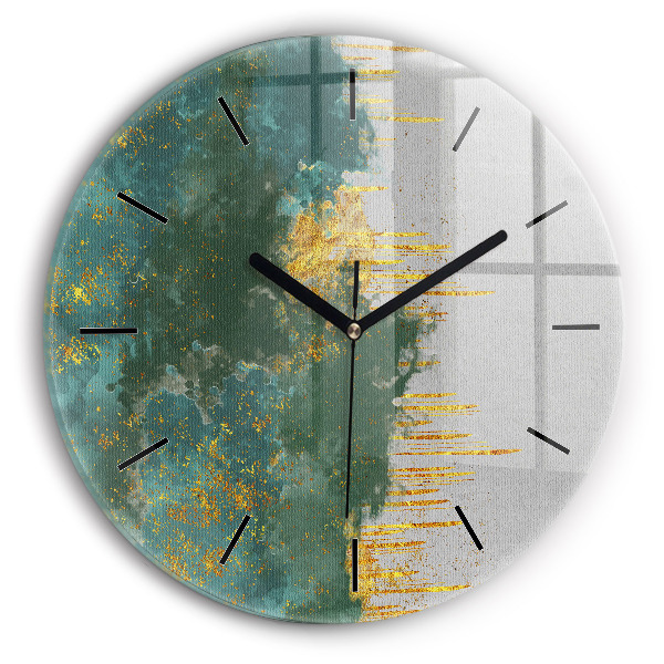 Round glass wall clock Decorative pattern