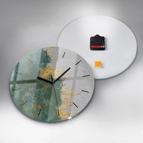 Round glass wall clock Decorative pattern