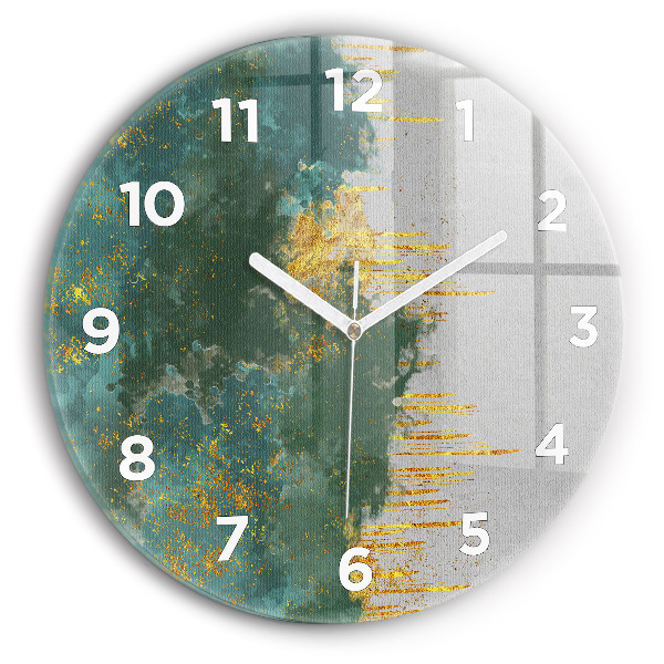 Round glass wall clock Decorative pattern
