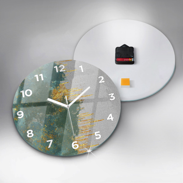 Round glass wall clock Decorative pattern