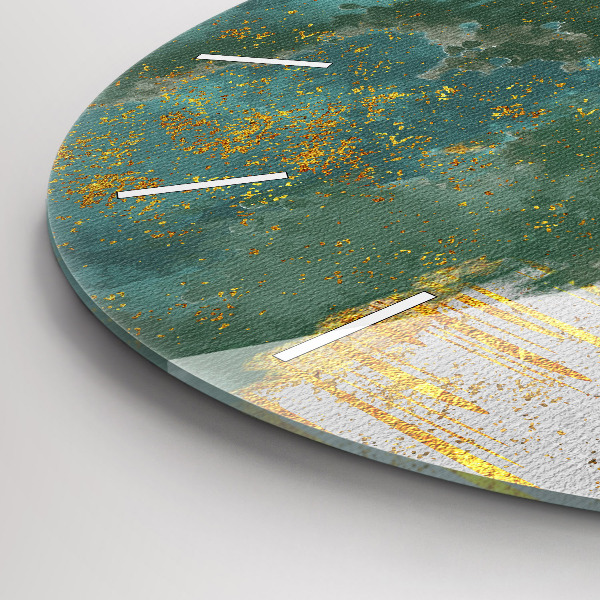 Round glass wall clock Decorative pattern