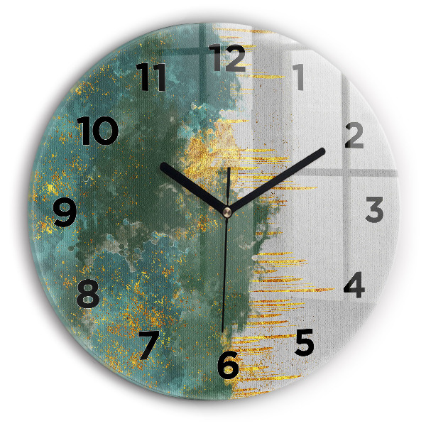 Round glass wall clock Decorative pattern