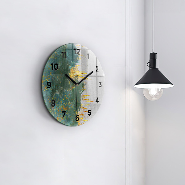 Round glass wall clock Decorative pattern