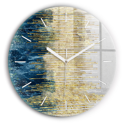 Round glass wall clock Decorative pattern and gold