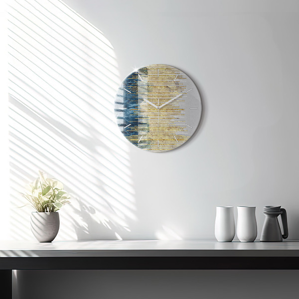 Round glass wall clock Decorative pattern and gold