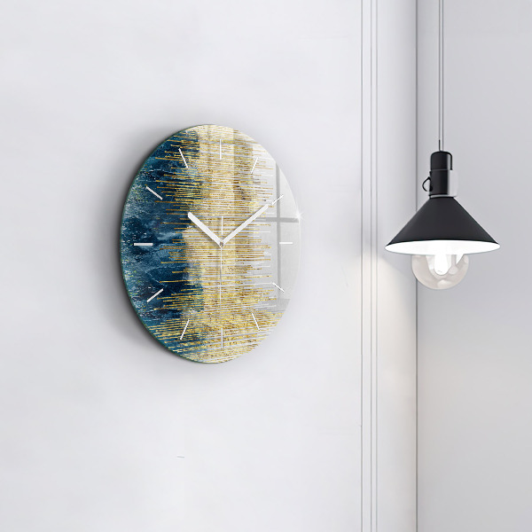 Round glass wall clock Decorative pattern and gold