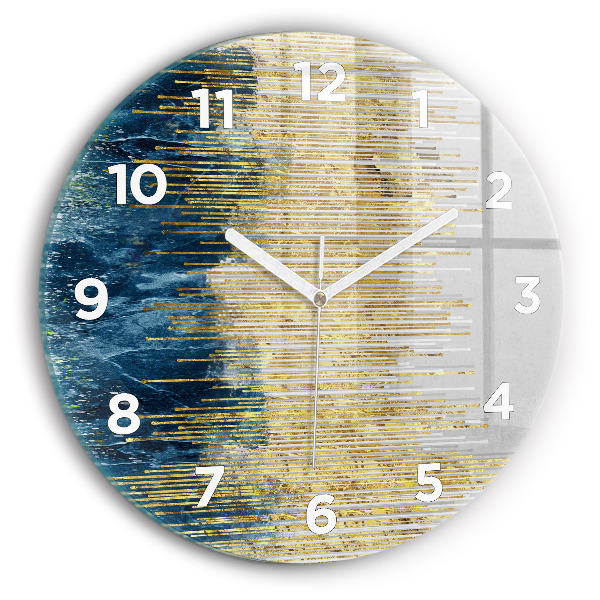 Round glass wall clock Decorative pattern and gold