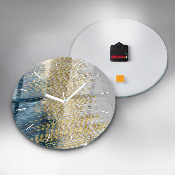 Round glass wall clock Decorative pattern and gold