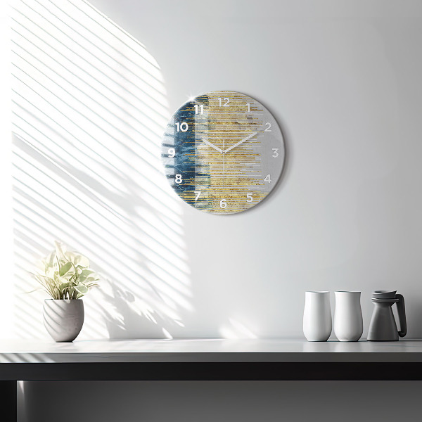 Round glass wall clock Decorative pattern and gold