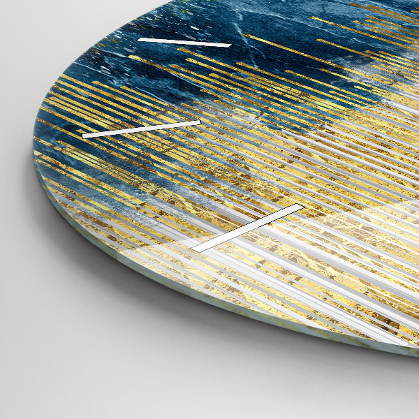 Round glass wall clock Decorative pattern and gold