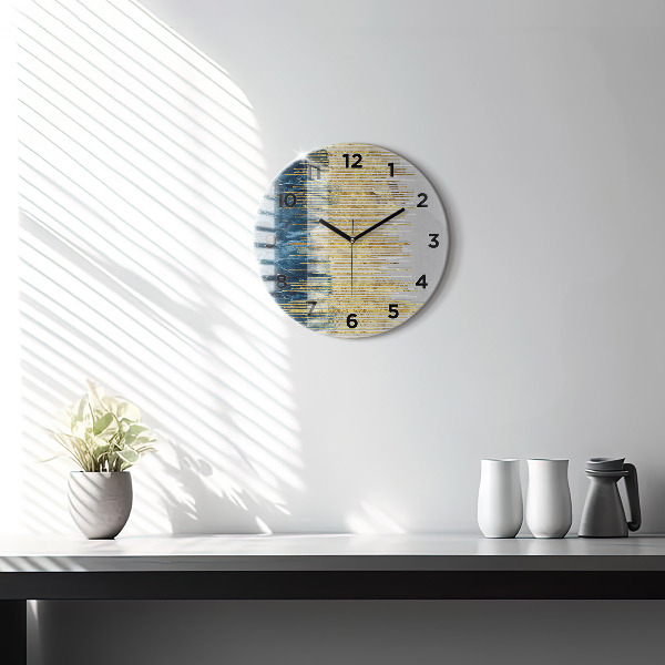 Round glass wall clock Decorative pattern and gold