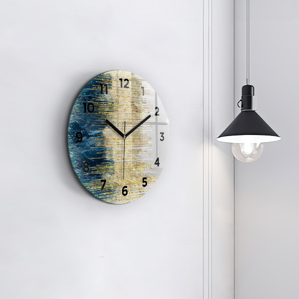 Round glass wall clock Decorative pattern and gold