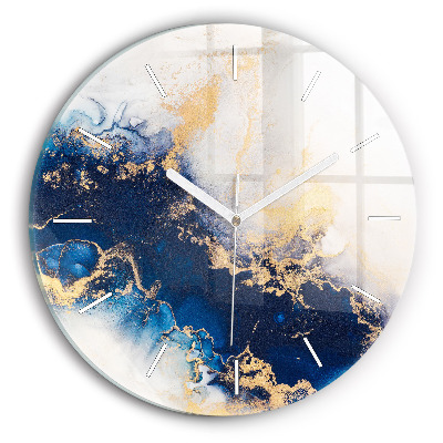 Round glass wall clock Marble pattern