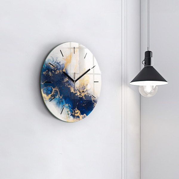 Round glass wall clock Marble pattern