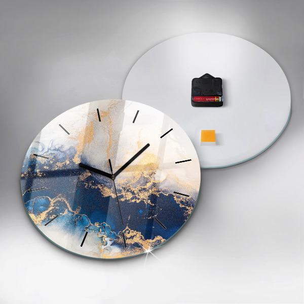 Round glass wall clock Marble pattern