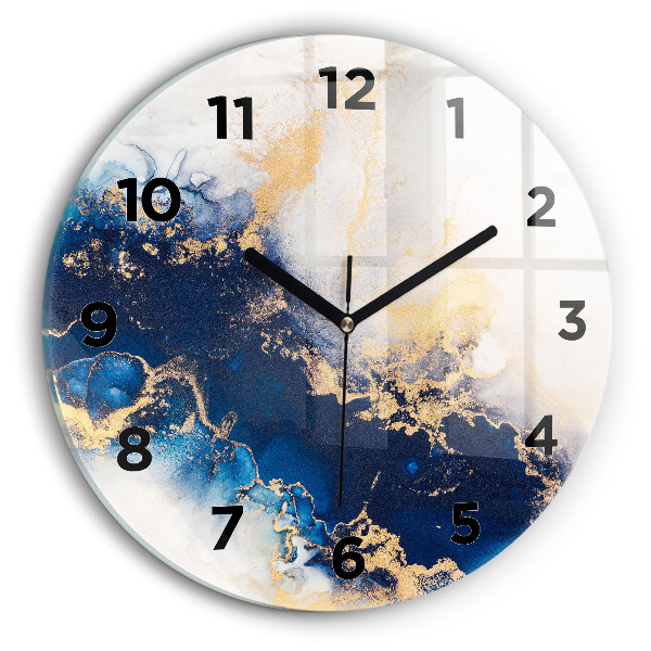 Round glass wall clock Marble pattern