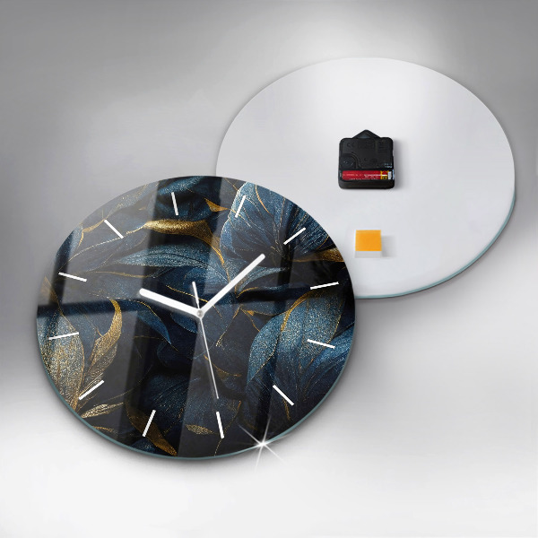 Round glass wall clock Decorative flowers