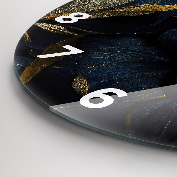 Round glass wall clock Decorative flowers