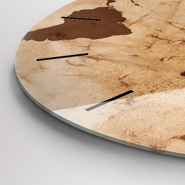 Round glass wall clock Vintage world map