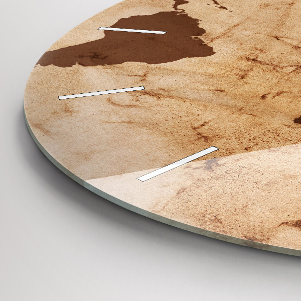 Round glass wall clock Vintage world map