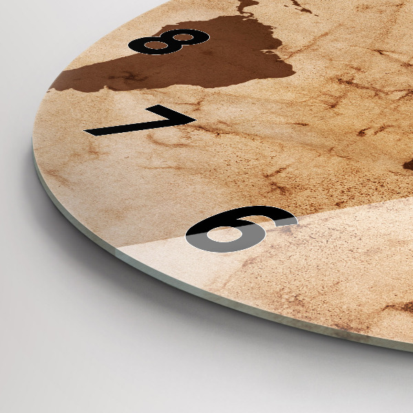 Round glass wall clock Vintage world map