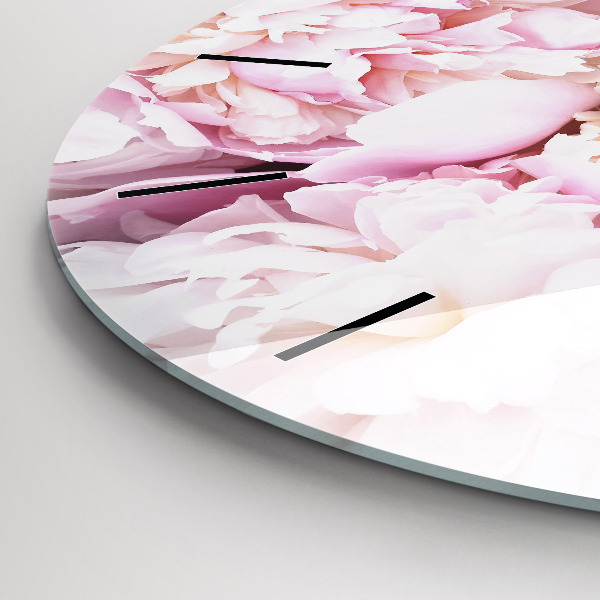 Round glass wall clock Decorative flowers
