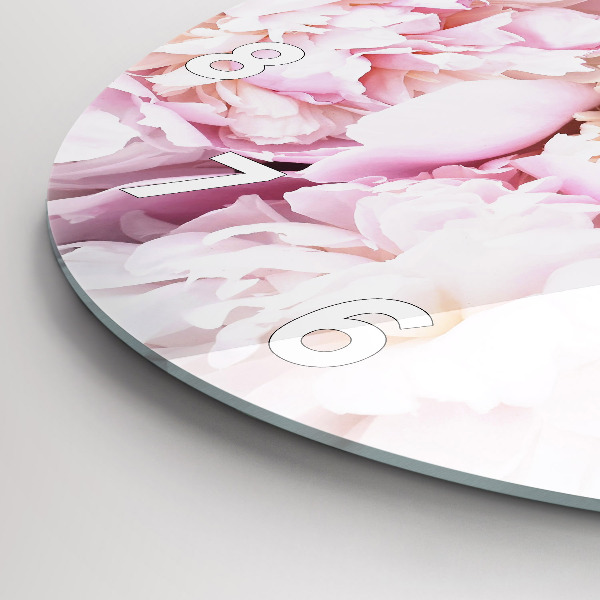 Round glass wall clock Decorative flowers