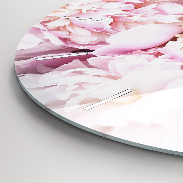 Round glass wall clock Decorative flowers