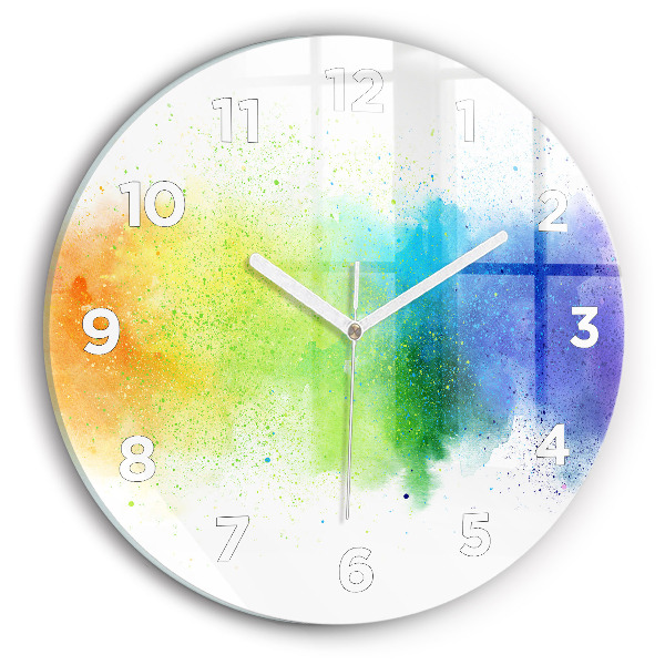 Round glass wall clock Abstract rainbow