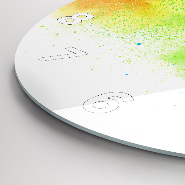 Round glass wall clock Abstract rainbow