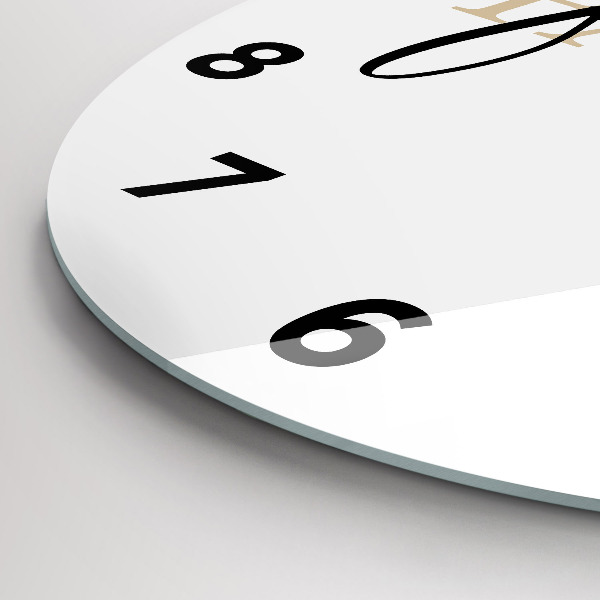 Round glass wall clock Family inscription