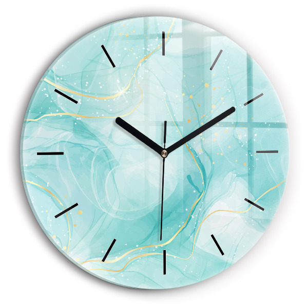 Round glass wall clock Abstract marble