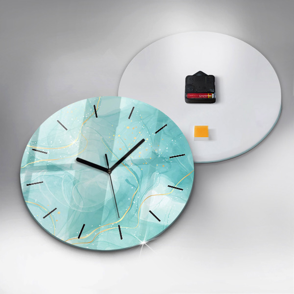 Round glass wall clock Abstract marble