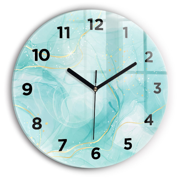 Round glass wall clock Abstract marble