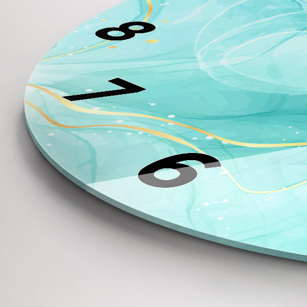 Round glass wall clock Abstract marble