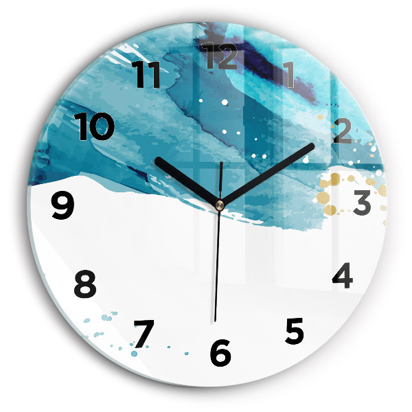 Round glass wall clock Brush strokes