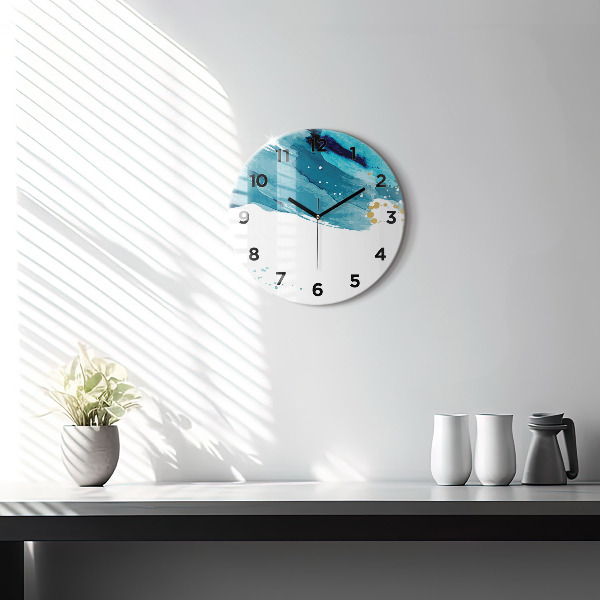 Round glass wall clock Brush strokes