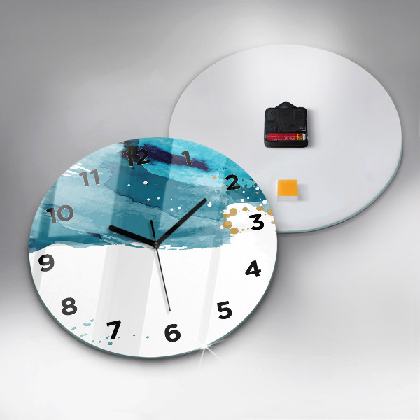 Round glass wall clock Brush strokes