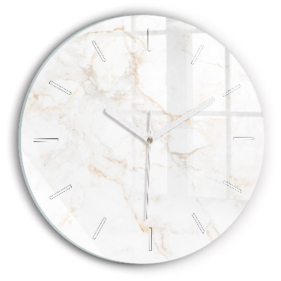 Round glass wall clock Elegant marble