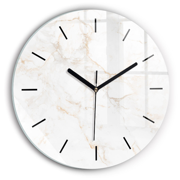 Round glass wall clock Elegant marble