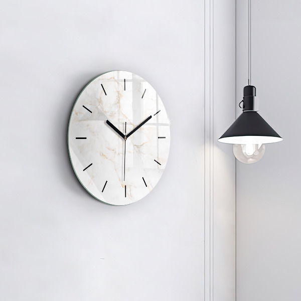 Round glass wall clock Elegant marble