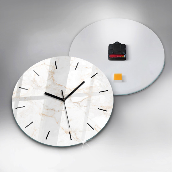 Round glass wall clock Elegant marble