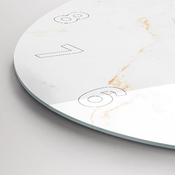 Round glass wall clock Elegant marble